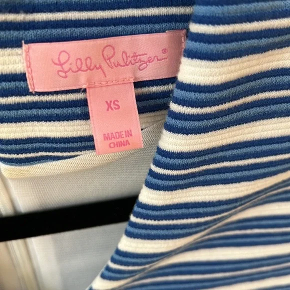 Lilly Pulitzer 'Bree' in Bay Blue Ottoman Striped Shift Dress XS - Picture 3 of 9